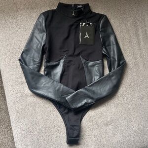 Faux leather bodysuit